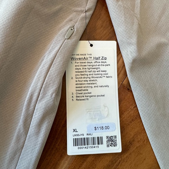 NTW Lululemon men’s woven air half zip, Size XL - Picture 3 of 4